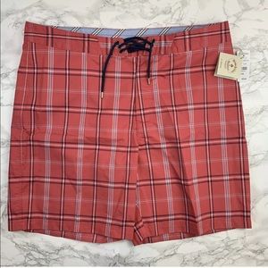 NEW Brooks Brothers Mens Red Plaid Swim Trunks 38